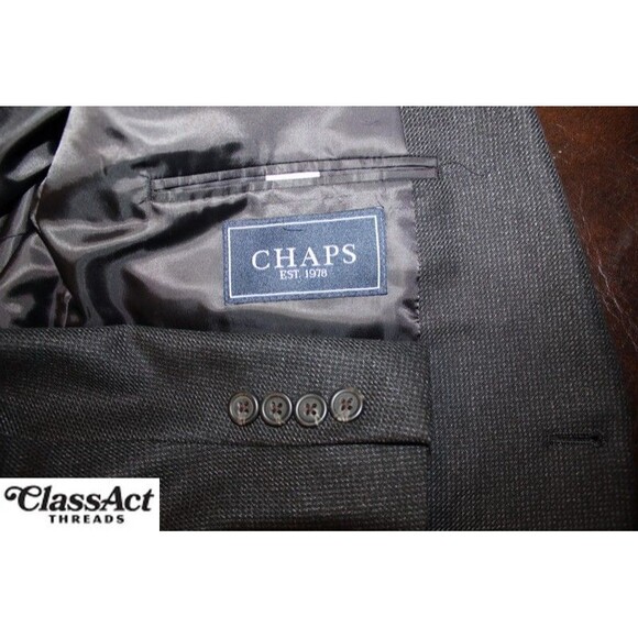 Chaps Sport Coat Men's Gray Checked Two Button Blazer Suit Jacket 42L - Picture 7 of 7